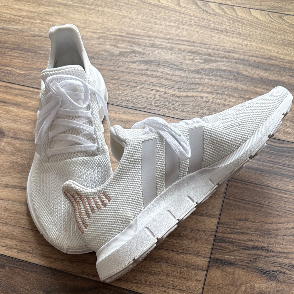adidas White Athletic Sneakers with Subtle Tan Accent